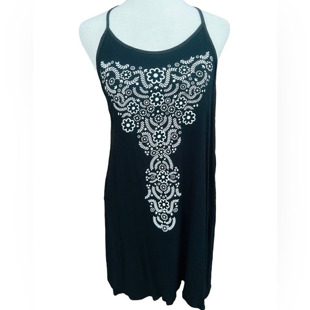 AMIANI black/white patterned halter dress size M.